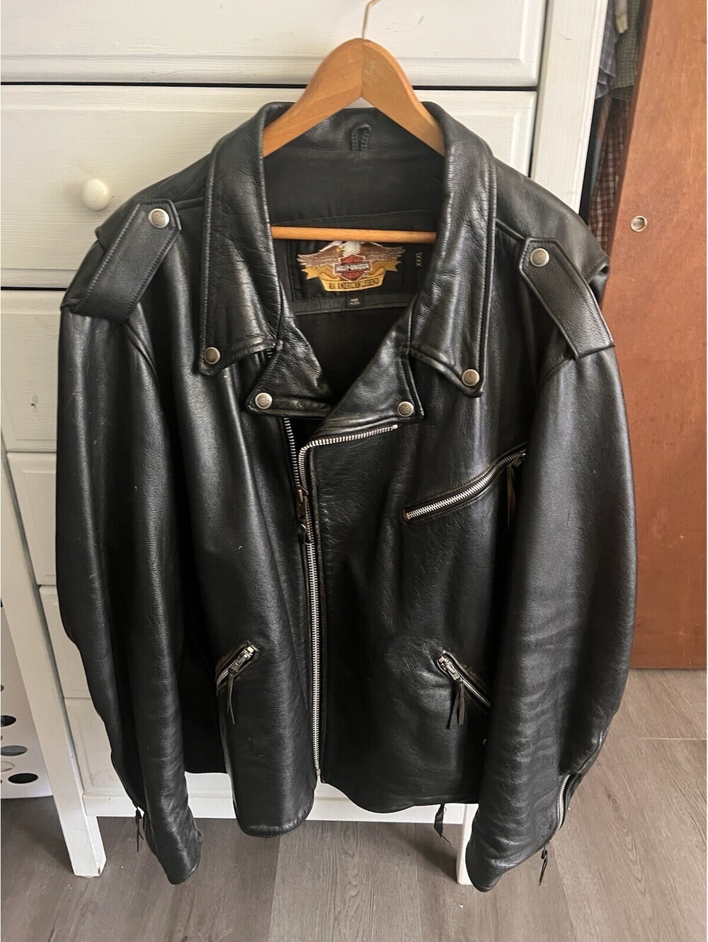 Vintage Harley Davidson Mens Sz 3XL Classic Black Leather Jacket Made In USA